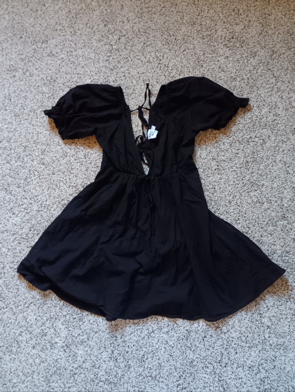 Princess Polly Tie Back Plunging Neckline V Neck Mini Dress Black Small